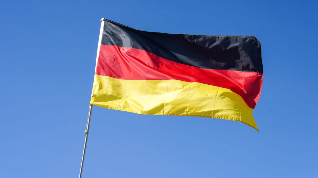 German flag blowing in the wind